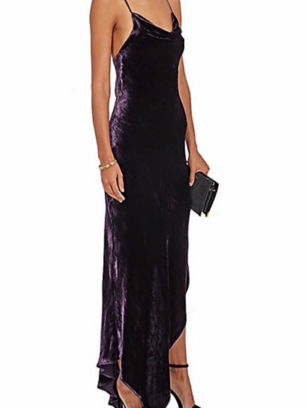 Juan Carlos Obando velvet slip dress with cowl neck and thin straps; size 4